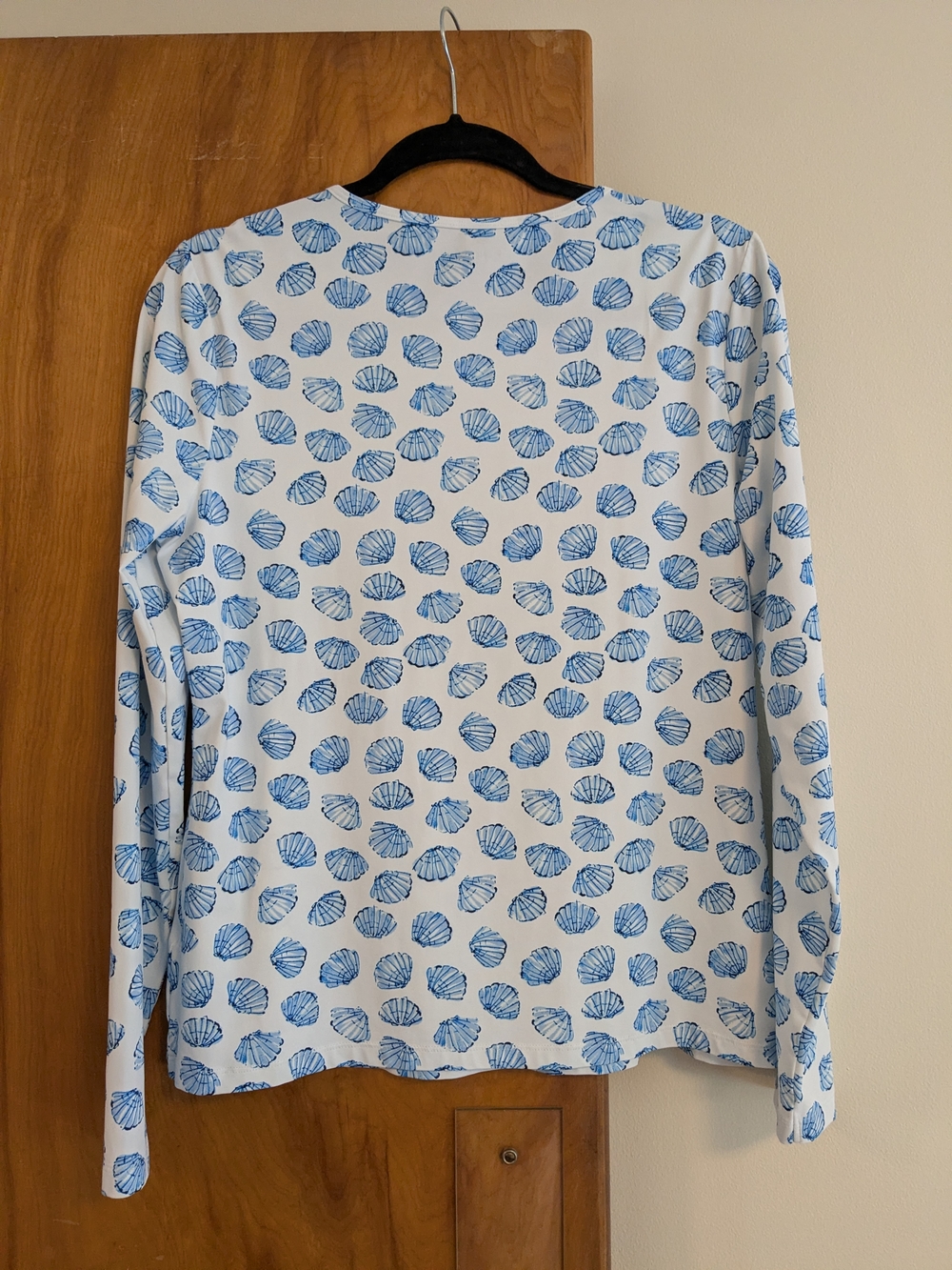 Lands' End White Long Sleeve Rashguard With Shell Pattern - Picture 2 of 6
